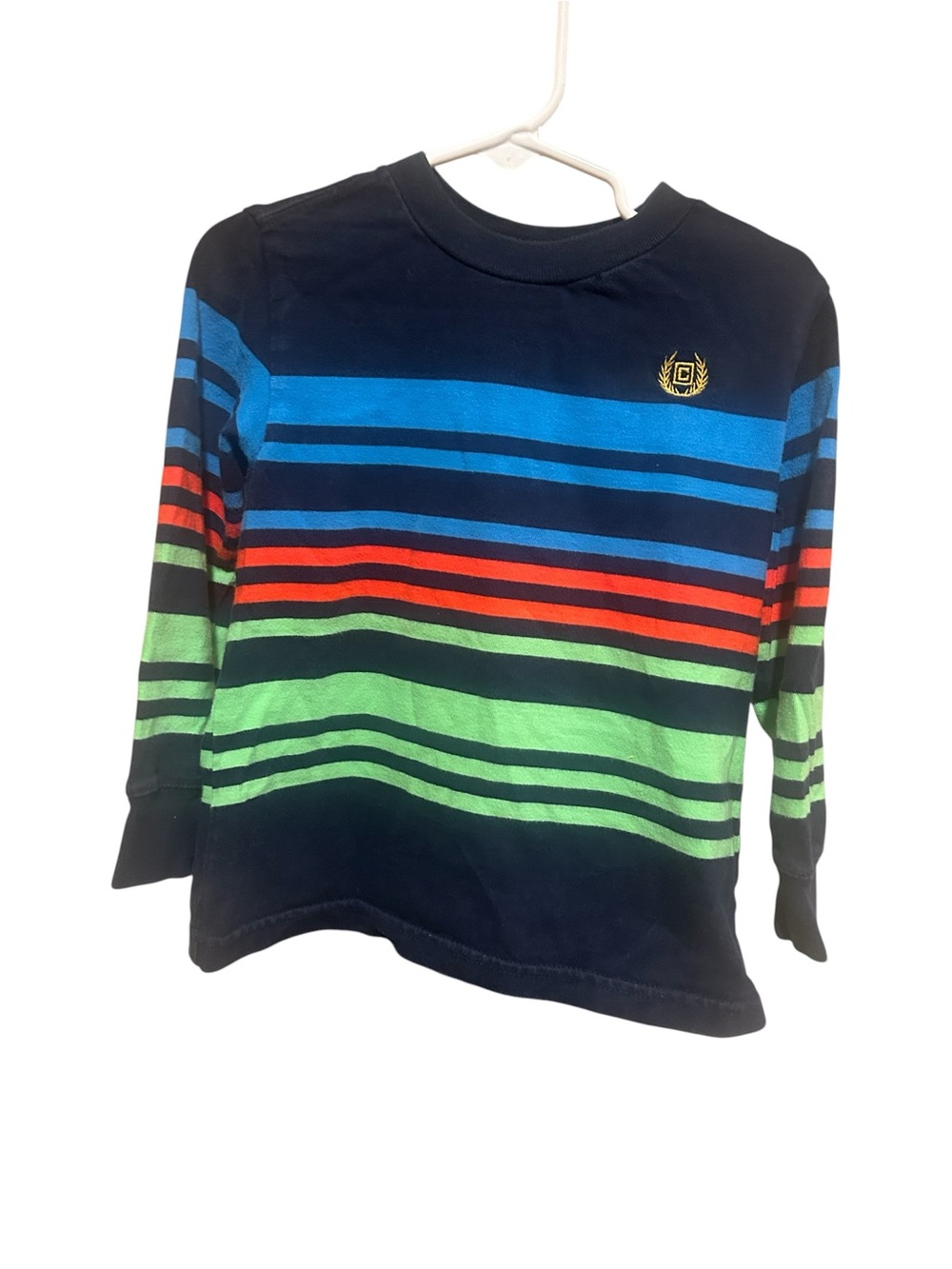 Chaps Navy Long-Sleeve Tee with Blue, Red & Green Stripes